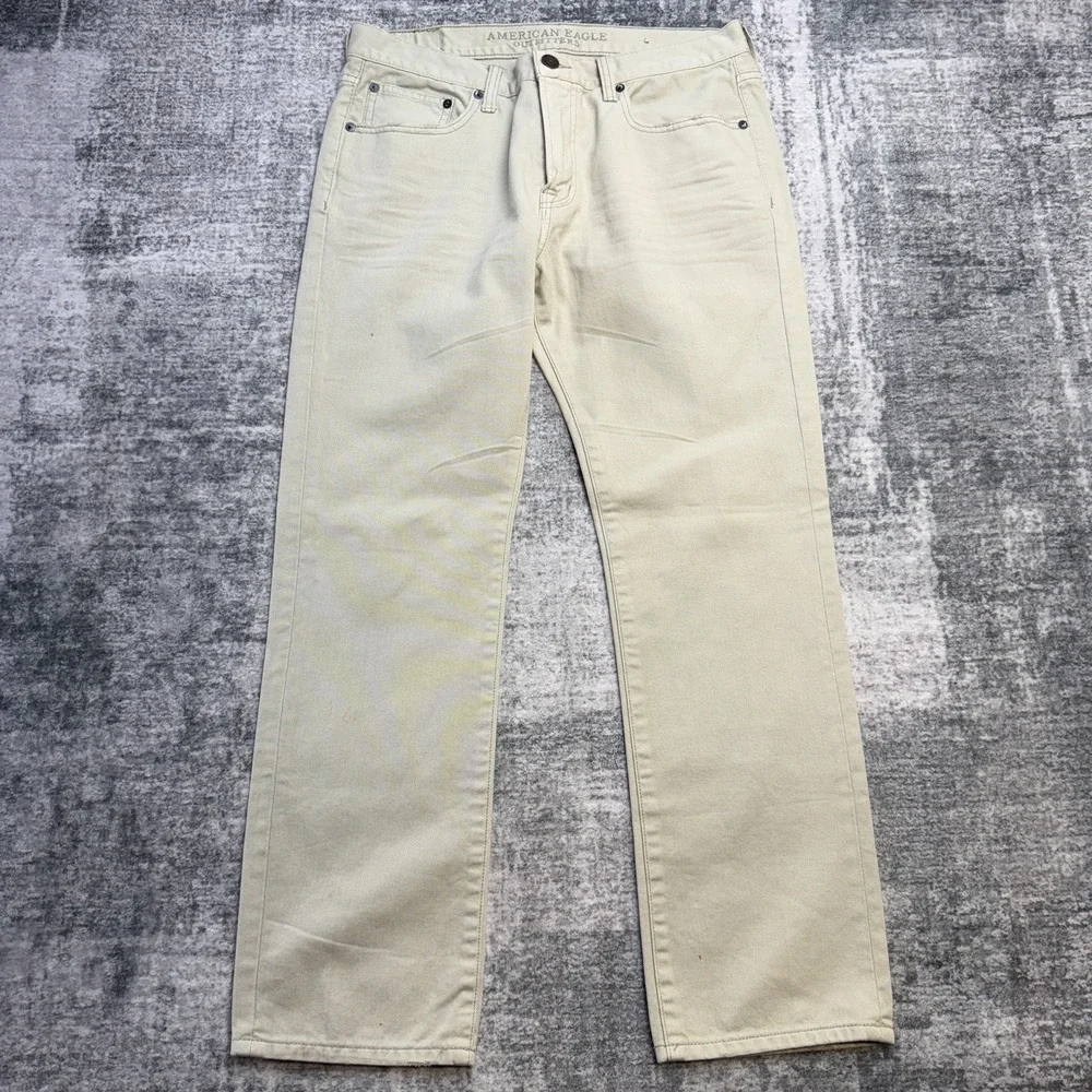 American Eagle Jeans Mens 32x30 Sand Beige‎ Slim Straight 5 Pocket Casual Y2K